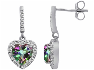 Original Star K(tm) 6mm Heart Shape Rainbow Mystic Topaz Dangling Heart Earrings