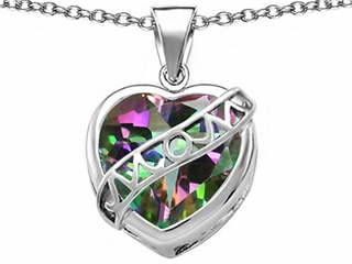 Original Star K(tm) Large Love Mom Mother Pendant with 15mm Heart Shape Rainbow Mystic Topaz