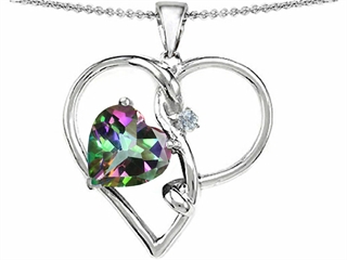 Original Star K(tm) Large 10mm Heart Shape Rainbow Mystic Topaz Knotted Heart Pendant