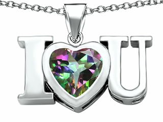 Original Star K(tm) 8mm Heart Shape Rainbow Mystic Topaz I Love You Heart Pendant