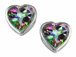 Original Star K(tm) 7mm Heart Shape Rainbow Mystic Topaz Heart Earring Studs