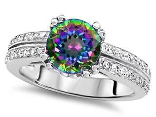 Original Star K(tm) Round 7mm Rainbow Mystic Topaz Engagement Wedding Ring