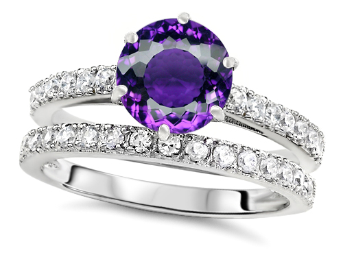 amethyst engagement ring on hand