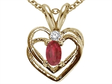 Tommaso Design™ Genuine Ruby and Diamond Heart Pendant