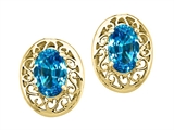 Tommaso Design™ Oval 6x4mm Genuine Blue Topaz Earrings