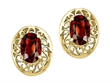 Tommaso Design™ Oval 6x4mm Genuine Garnet Earrings