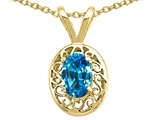 Tommaso Design™ Genuine Blue Topaz Oval 6x4mm Pendant