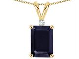 Tommaso Design™ Emerald Cut Genuine Sapphire and Diamond Pendant