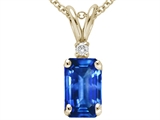 Tommaso Design™ Emerald Cut 6x4mm Genuine Sapphire and Diamond Pendant