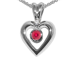 Tommaso Design™ Genuine Ruby and Diamond Heart Shaped Pendants