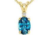 Tommaso Design™ Genuine Blue Topaz and Diamond Pendant