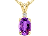 Tommaso Design™ Genuine Amethyst and Diamond Pendant