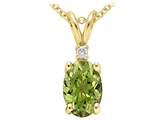 Tommaso Design™ Genuine Peridot and Diamond Pendant