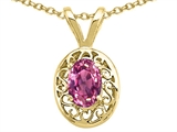 Tommaso Design™ Genuine Pink Tourmaline Oval 6x4mm Pendant