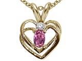 Tommaso Design™ Genuine Pink Tourmaline and Diamond Heart Pendant