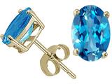 Tommaso Design™ Oval Genuine Blue Topaz Earring Studs