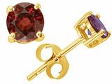 Tommaso Design™ Round Genuine Garnet Earring Studs