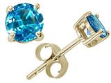 Tommaso Design™ Round Genuine Blue Topaz Earring Studs
