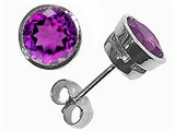 Tommaso Design™ Round 6 mm Genuine Amethyst Earrings