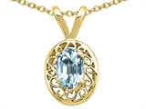 Tommaso Design™ Genuine Aquamarine Oval 6x4mm Pendant