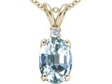 Tommaso Design™ Oval 8x6 mm Genuine Aquamarine Pendant