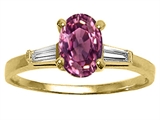 Tommaso Design™ Oval 7x5 mm Genuine Pink Tourmaline and Diamond Engagement Ring