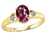 Tommaso Design™ Oval 7x5mm Genuine Pink Tourmaline and Diamond Ring