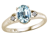 Tommaso Design™ Genuine Aquamarine and Diamond Ring