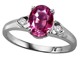 Tommaso Design™ Oval 8x6mm Genuine Pink Tourmaline and Diamond Ring