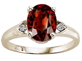 Tommaso Design™ Genuine Garnet and Diamond Ring