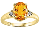 Tommaso Design™ Oval 9x7 mm Genuine Citrine and Diamond Ring
