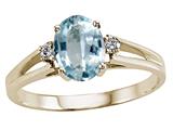 Tommaso Design™ Genuine Aquamarine and Diamond Ring