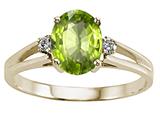 Tommaso Design™ Oval 8x6 mm Genuine Peridot and Diamond Ring