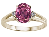 Tommaso Design™ Oval 8x6 mm Genuine Pink Tourmaline and Diamond Ring
