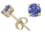 Tommaso Design™ 5mm Round Genuine Tanzanite Stud Earrings