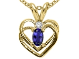 Tommaso Design™ Oval 6x4mm Genuine Iolite and Diamond Heart Pendant