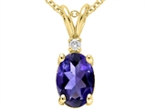 Tommaso Design™ Oval 7x5 mm Genuine Iolite and Diamond  Pendant