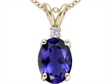 Tommaso Design™ Oval 8x6 mm Genuine Iolite and Diamond Pendant