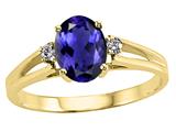 Tommaso Design™ Oval 7x5mm Genuine Iolite and Diamond Ring