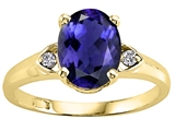Tommaso Design™ Oval 9x7mm Genuine Iolite and Diamond Ring