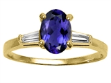 Tommaso Design™ Oval 7x5mm Genuine Iolite and Diamond Engagement Ring