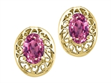 Tommaso Design™ Oval 6x4 mm Genuine Pink Tourmaline Earrings