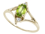 Tommaso Design™ Oval 6x4 mm Genuine Peridot and Diamond Ring