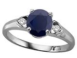 Tommaso Design™ Round 7mm Genuine Sapphire and Diamond Ring