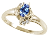 Tommaso Design™ Oval 5x3 mm Genuine Tanzanite and Diamond Ring