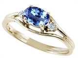 Tommaso Design™ Oval 6x4 mm Genuine Tanzanite and Diamond Ring