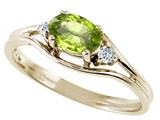 Tommaso Design™ Oval 6x4 mm Genuine Peridot and Diamond Ring