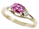 Tommaso Design™ Oval 6x4 mm Genuine Pink Tourmaline and diamond Ring
