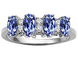 Tommaso Design™ Oval 5x3mm Genuine 4 Stone Tanzanite and Diamond Ring