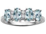 Tommaso Design™ Genuine 4 Stone Aquamarine and Diamond Ring
